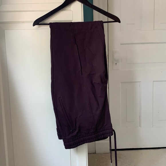 Plus-size(XXL) pull on tapered dark purple elastic waist pants - Picture 1 of 4